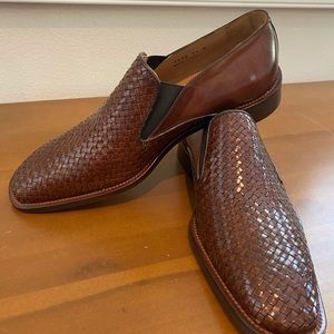 Brown leather loafers